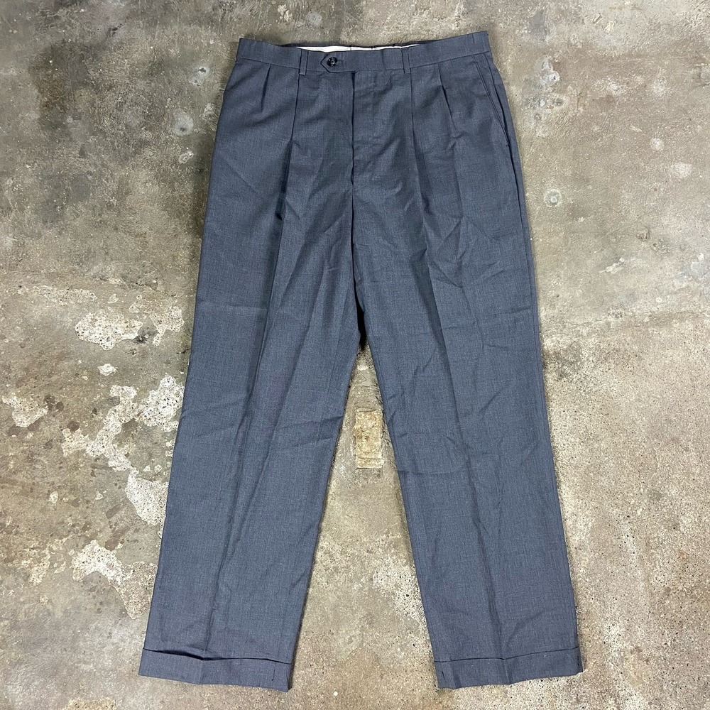 Vintage Bill Blass Black Label Dress Pants Men's Size 36x30 Gray Wool Cashmere